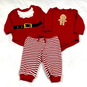 Gymboree three piece Christmas sets size 6 to 12 months